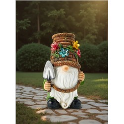 Садовая фигура из полистоуна «Гном с лопатой», 24×14×13.5 см, с подсветкой