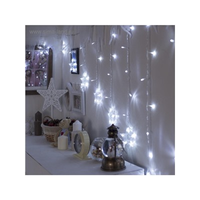 Гирлянда «Бахрома-арка» 2.5×1.2 м с насадками «Звёзды», IP20, прозрачная нить, 136 LED, свечение белое, 8 режимов, 220 В