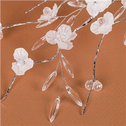 Ветка декоративная стеклярус 70 см / SA15335 /уп 120/360/серебро