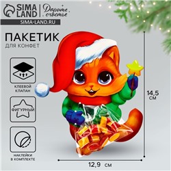 Пакет под сладости новогодний «Котик», 11×6 см