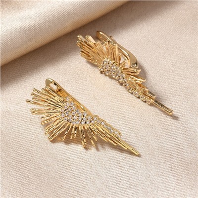 Серьги ювелирная бижутерия Итальянское золото (покрытие желтое 14к) , вставка: фианиты, цвет: прозрачный, арт.217.433