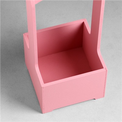 Подарочный ящик, 13.5×13.5×30 см, деревянный, с ручкой, розовый