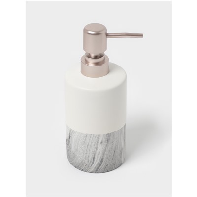 Аксессуары для ванной SAVANNA Stone gray, 4 предмета, дозатор для мыла 390 мл, 2 стакана, мыльница, белые