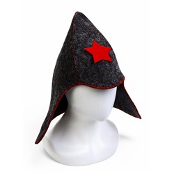 Шапка для бани и сауны «Будёновка», полиэфир, шерсть, серая