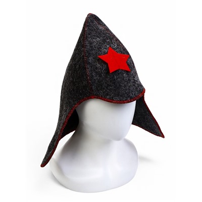 Шапка для бани и сауны «Будёновка», полиэфир, шерсть, серая