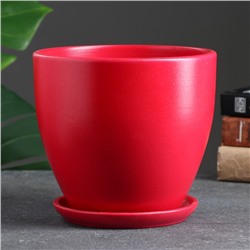 Горшок для цветов «Колор гейм», керамический, с поддоном, 2.5 л, красный