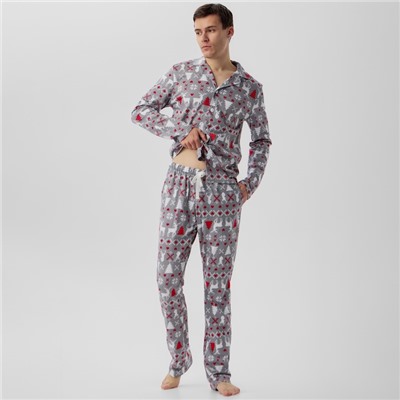 Пижама мужская (рубашка, брюки) KAFTAN «Скандинавия», размер 52