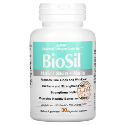 BioSil by Natural Factors, ch-OSA, улучшенный источник коллагена, 30 вегетарианских капсул