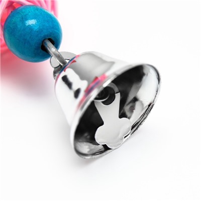 Игрушка для птиц, мячики такрау с колокольчиком и бусинам, микс цветов