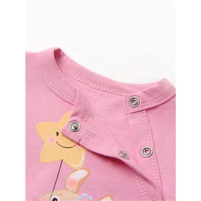 Боди детское с длинным рукавом «Зайка», рост 68 см, розовое