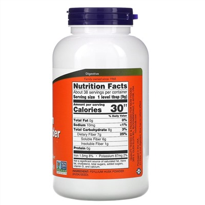 Now Foods, порошок из шелухи семян подорожника, 340 г (12 унций)