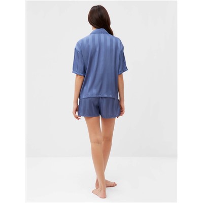 Пижама женская (рубашка, шорты) KAFTAN «Полоса», размер 48-50, синяя