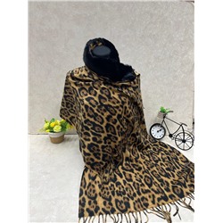 Мягкий палантин из кашемира с норковым воротником мультицвет