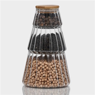 Банки для сыпучих продуктов BellaTenero «Эко», 14×22.5 см, с бамбуковой крышкой, 3 шт., стекло