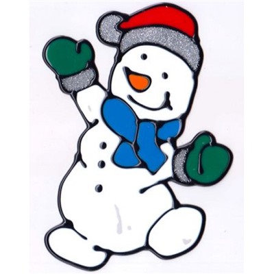 Наклейка на стекло Новогодняя "Снеговик" 15х20 см Р6214-8 Кн6214-8 Гранит