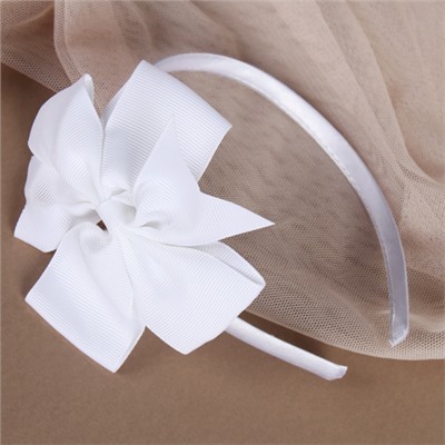 Ободок бант белый / YAL-6 /уп 50/