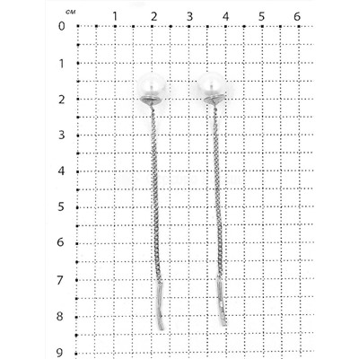 Серьги-продёвки из серебра с жемчугом Сваровски родированные 925 пробы Пс-032-804р