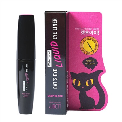 Jigott Водостойкая жидкая подводка для глаз / Cat's Eye Waterproof Liquid Eyeliner Deep Black, глубокий черный