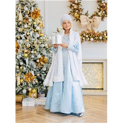 Карнавальный костюм новогодний «Снегурочка Купеческая», платье, шуба, шапка с кокошником, размер 164-50