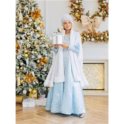 Карнавальный костюм новогодний «Снегурочка Купеческая», платье, шуба, шапка с кокошником, размер 164-50