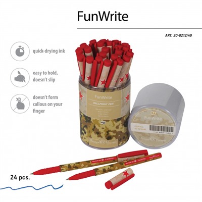 Ручка шариковая 0.5 мм "FunWrite.Military. Sand" синяя 20-0212/49 Bruno Visconti