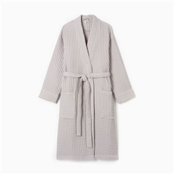 Халат вафельный женский удлиненный «Этель» Boho, размер 54-56, хлопок 100%, серебряный