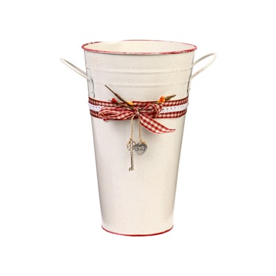 УЦЕНКА Кашпо - ваза «Ведерко Рустад» бежевая, 15×15×25 см