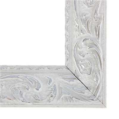 Рама для картин (зеркал) 40×60×4 см, дерево «Версаль», бело-серебристая