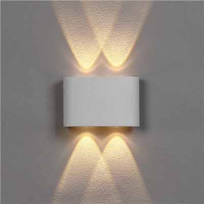 Светильник фасадный «Полусфера», 4 Вт, 3000К, 2 луча, IP65, 220 В, пластиковый корпус, белый, свечение тёплое белое