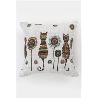 Наволочка декоративная рогожка Lizzy Home размер 50х50 см рисунок кошки НАТАЛИ, 1126689