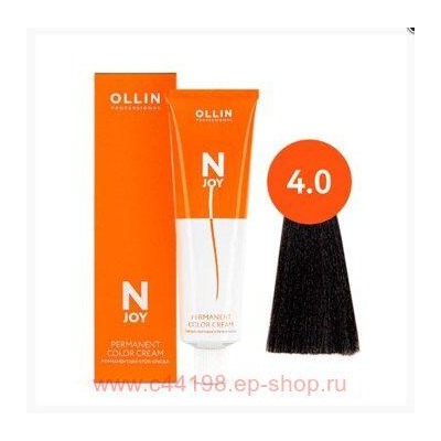 OLLIN "N-JOY" 4/0 – шатен, перманентная крем-краска для волос 100мл