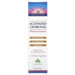 Heritage Store, Отбеливающая Зубная Паста с Активированным Углем , Свежая Мята, 5,1 унции (145 г)