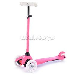Самокат трёхколёсный ROCKET колёса световые PU, цвет бело-розовый