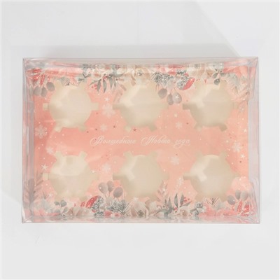 Коробка для капкейка «Новый год: Зимние цветы», 23×16×11.5 см