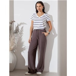 Прямые трикотажные брюки на резинке из футера двухнитки эластичные