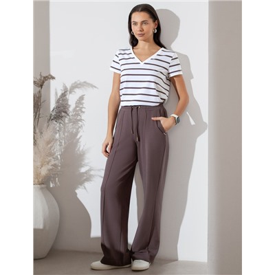 Прямые трикотажные брюки на резинке из футера двухнитки эластичные