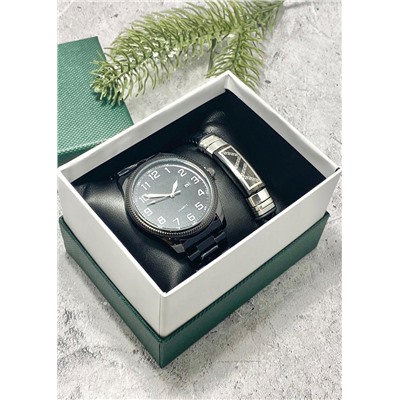 Подарочный набор для мужчины часы и браслет + коробка #22853528