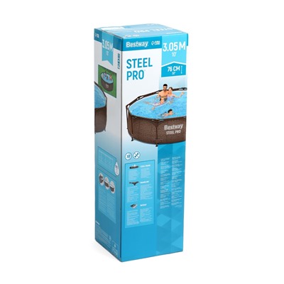 Бассейн каркасный Steel Pro, 305×76 см, круглый, цвет ротанг, 561JE Bestway