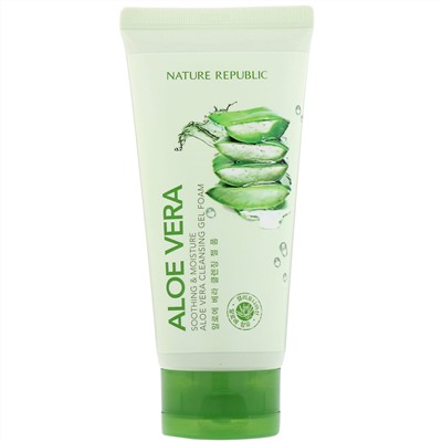 Nature Republic, Очищающий гель-пенка с алоэ вера для успокоения и увлажнения кожи, 150 мл (5,07 жидк. унции)