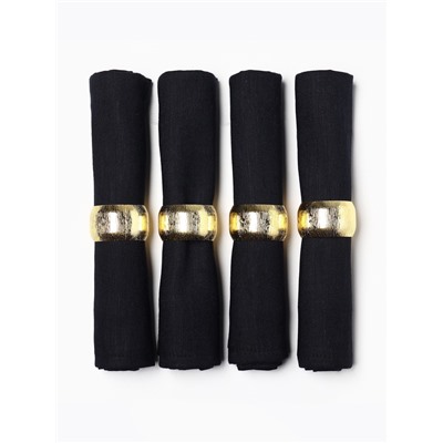 Набор салфеток с декоративными кольцами «Этель» Dark, 40×40 см - 4 шт., 100% лён