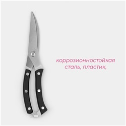 Ножницы для разделки птицы Доляна «Профи», 25×4×1.5 см, чёрные