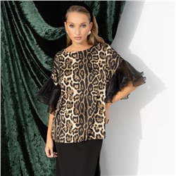 Блуза из шёлка и органзы, Молниеносная влюбленность (леопард)