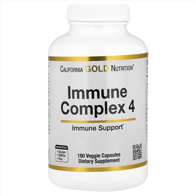 California Gold Nutrition, Immune Complex 4, комплекс для укрепления иммунитета, 180 растительных капсул