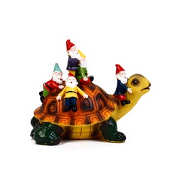 Садовая фигура из полистоуна «Черепаха с гномами», 18×11×14 см, Greengo