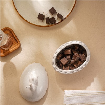 Конфетница SL Home «Пасхальные кролики», 470 мл, 15.5×12×16 см, керамика, белая