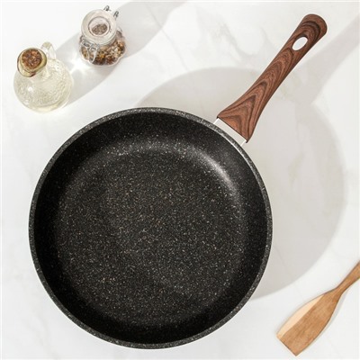 Сковорода KUKMARA Granit Ultra original, d=28 см, пластиковая ручка, антипригарное покрытие, алюминий, чёрная
