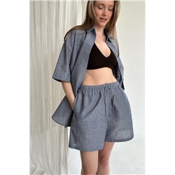 Костюм женский  SET084/01/Серо-голубой, белый