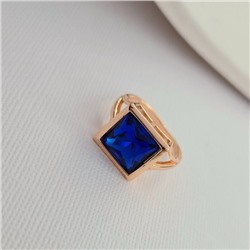 Кольцо 20 р ювелирная бижутерия коллекция "Дубай", покрытие позолота, вставка: фианит, цвет: синий, арт.414.107-20