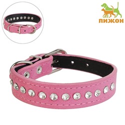 Ошейник «Бархат и стразы», 31×1.3/2 см, ОШ 22-28 см, розовый