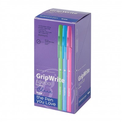 Ручка шариковая 0.7 мм "GripWrite Special" синяя (3 цвета корпуса) 20-0326/04 Bruno Visconti
